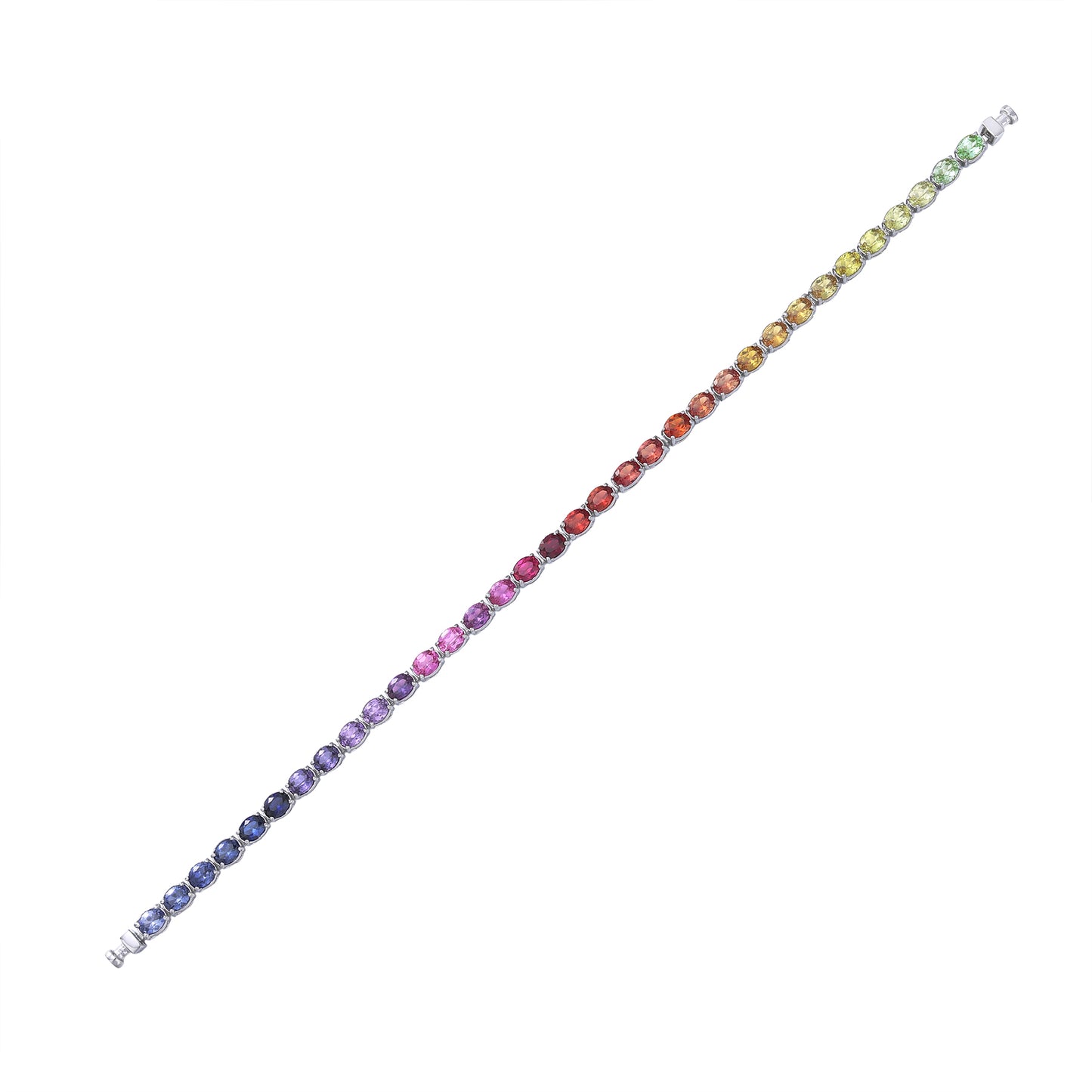Regalia Platinum PT950 Oval Rainbow Sapphire Eternity Bracelet