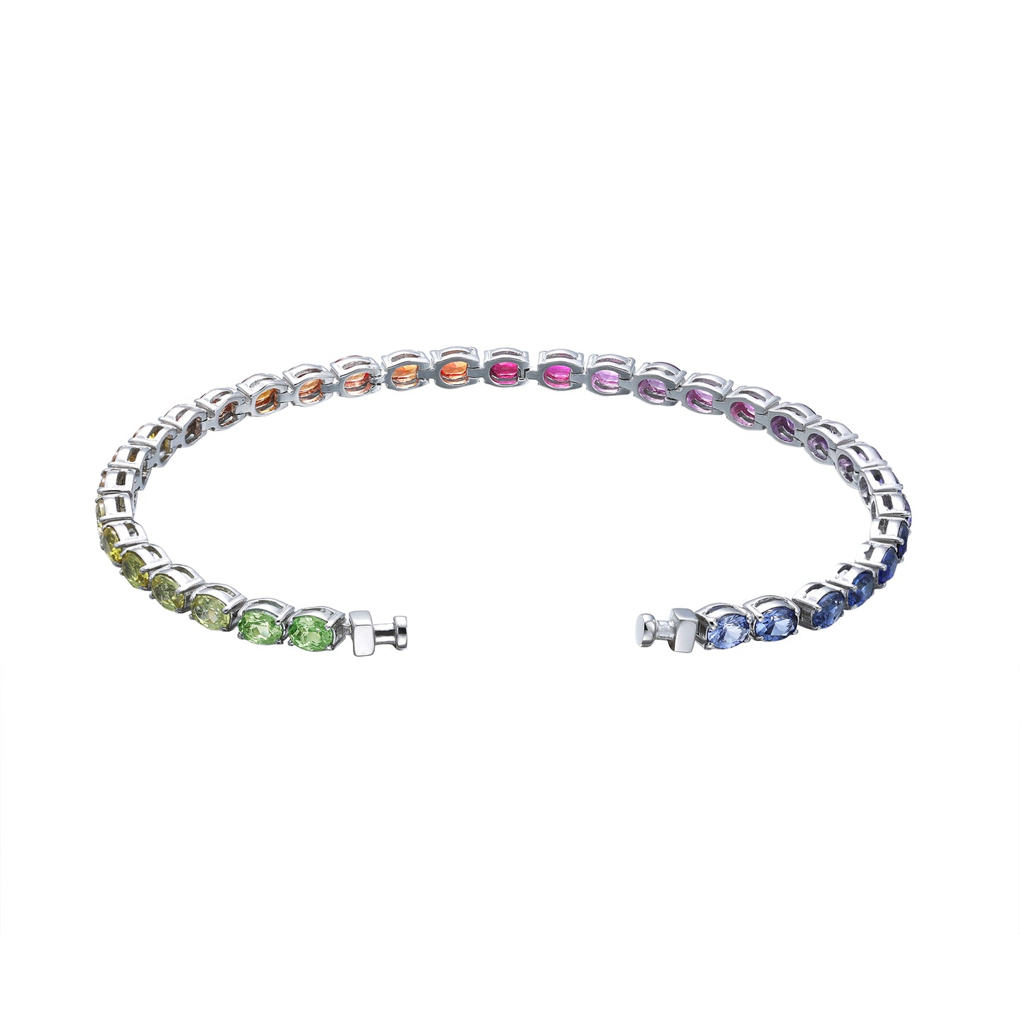 Regalia Platinum PT950 Oval Rainbow Sapphire Eternity Bracelet