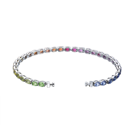 Regalia Platinum PT950 Oval Rainbow Sapphire Eternity Bracelet