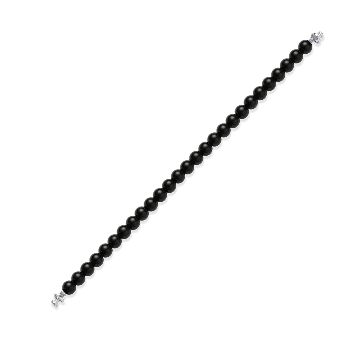 Regalia 6mm Black Spinel Bead Bracelet 925 Silver Link