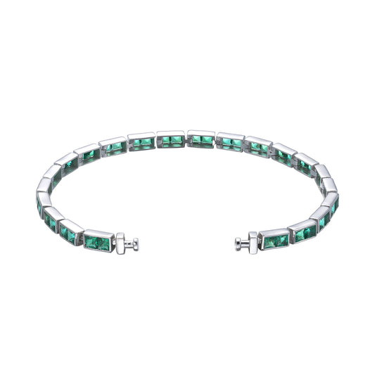 Regalia Platinum PT950 Square Emeralds Eternity Bracelet