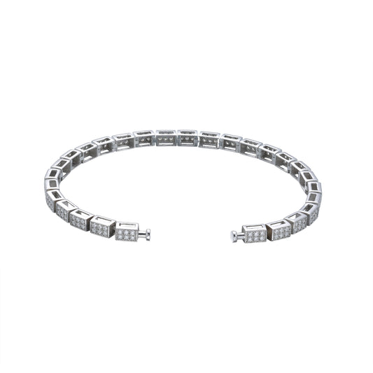 Regalia Platinum PT950 Diamond Pave Rectangular Eternity Bracelet