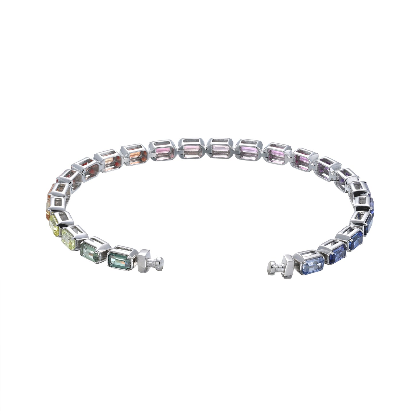 Regalia Platinum PT950 Octagon Rainbow Sapphire Eternity Bracelet