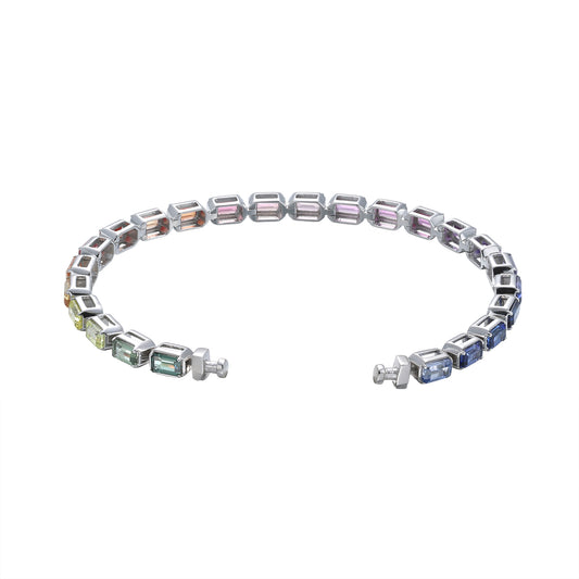 Regalia Platinum PT950 Octagon Rainbow Sapphire Eternity Bracelet