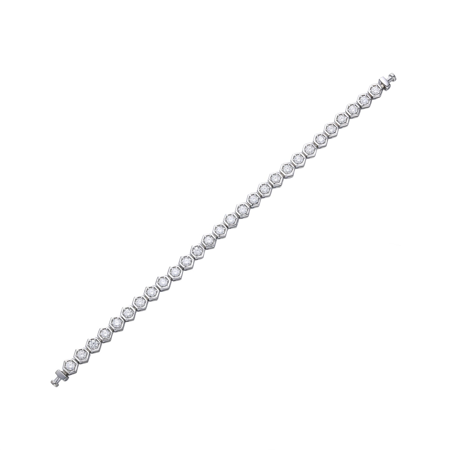 Regalia Platinum PT950 Hexagon Pave Diamond Eternity Bracelet