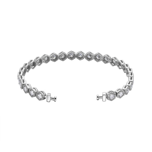 Regalia Platinum PT950 Hexagon Pave Diamond Eternity Bracelet