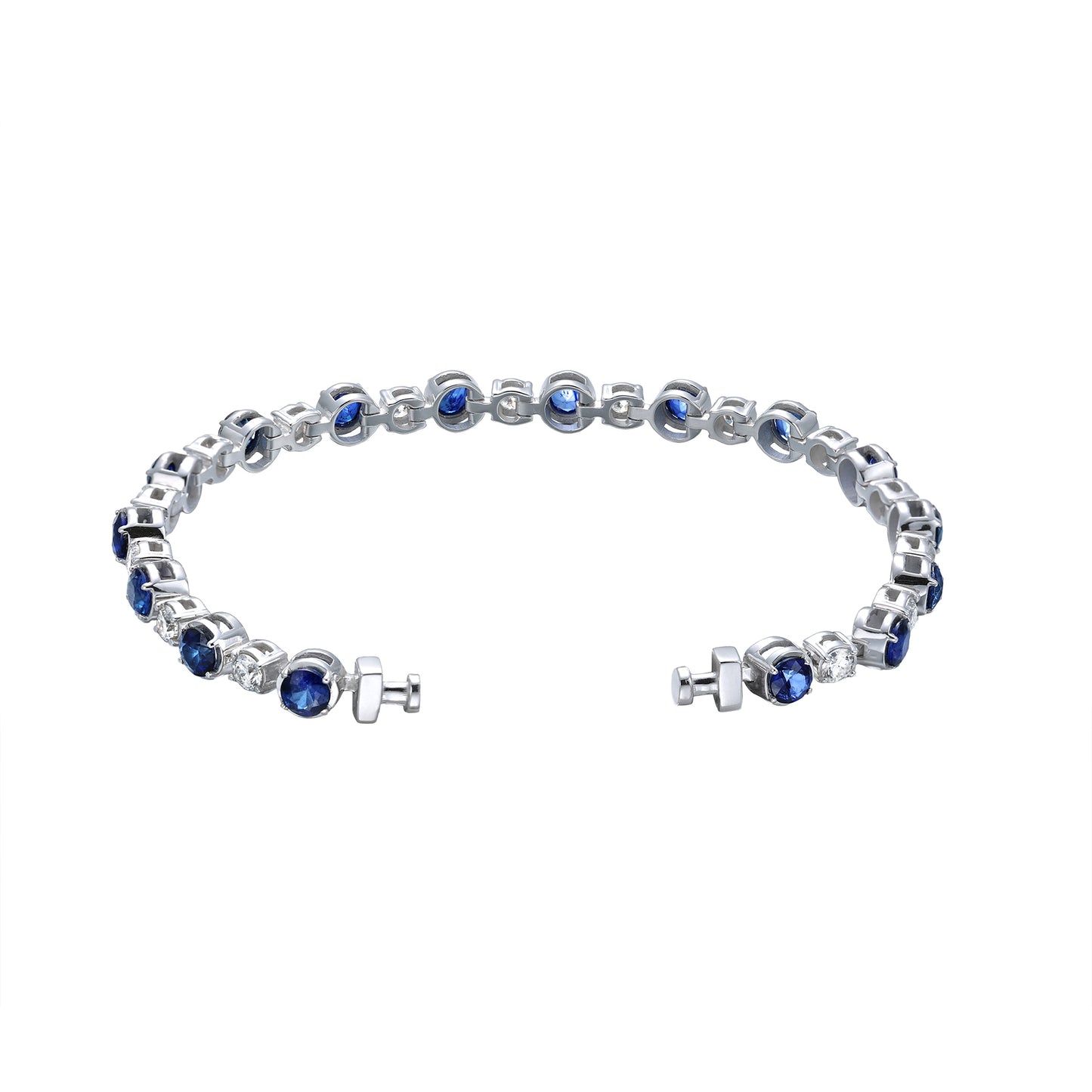 Regalia Platinum PT950 Blue Sapphire & Diamond Eternity Bracelet