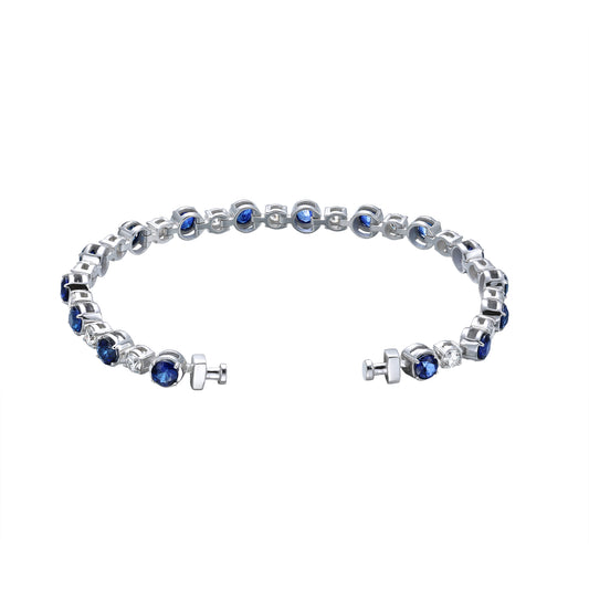 Regalia Platinum PT950 Blue Sapphire & Diamond Eternity Bracelet