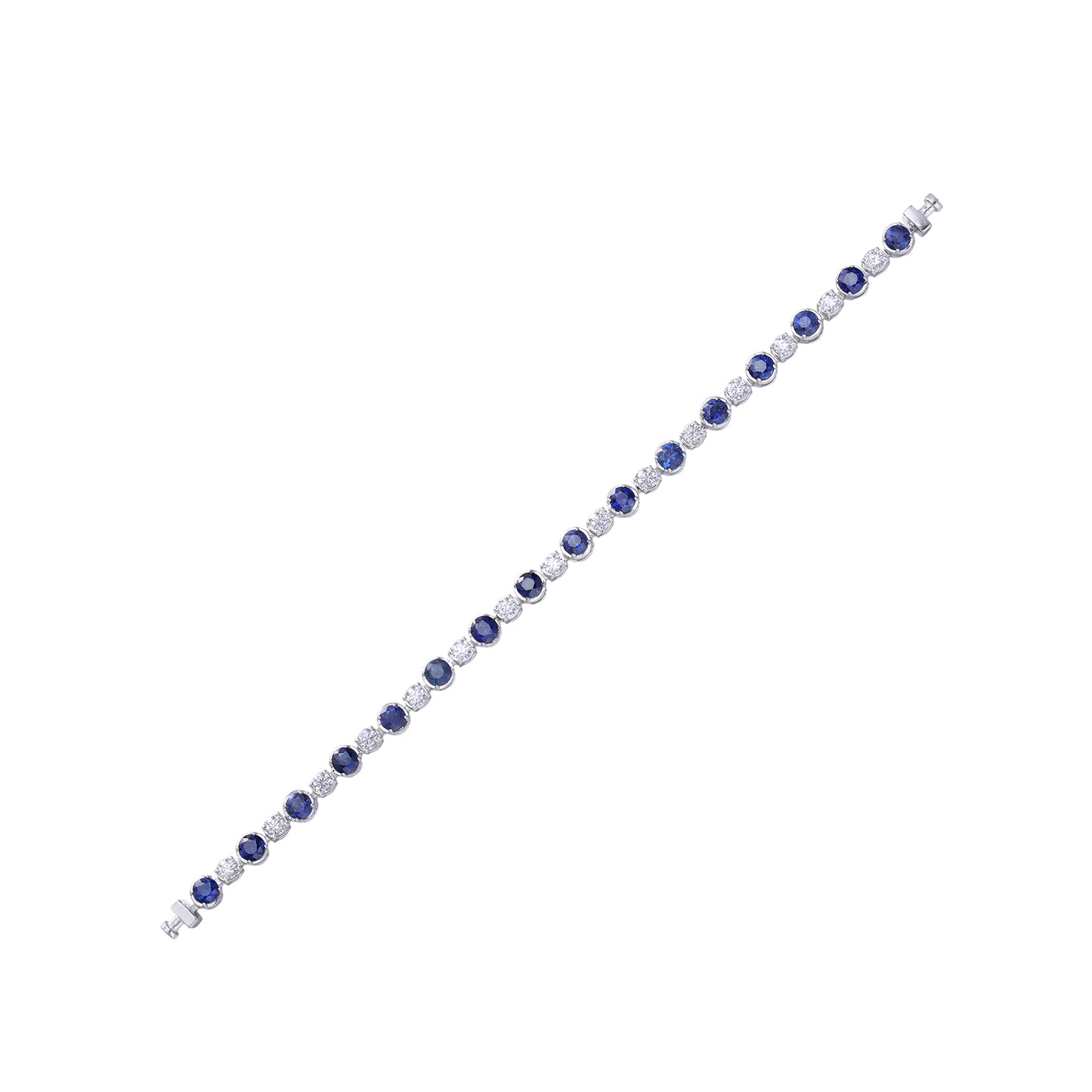 Regalia Platinum PT950 Blue Sapphire & Diamond Eternity Bracelet