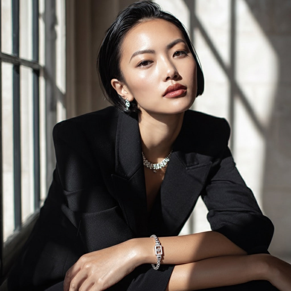 Blue Sapphire 925 Silver with Silver Link XOXO Bracelet