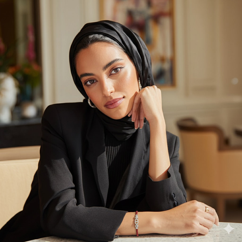 Blue Sapphire 925 Silver with Weaved Calf Leather XOXO Bracelet