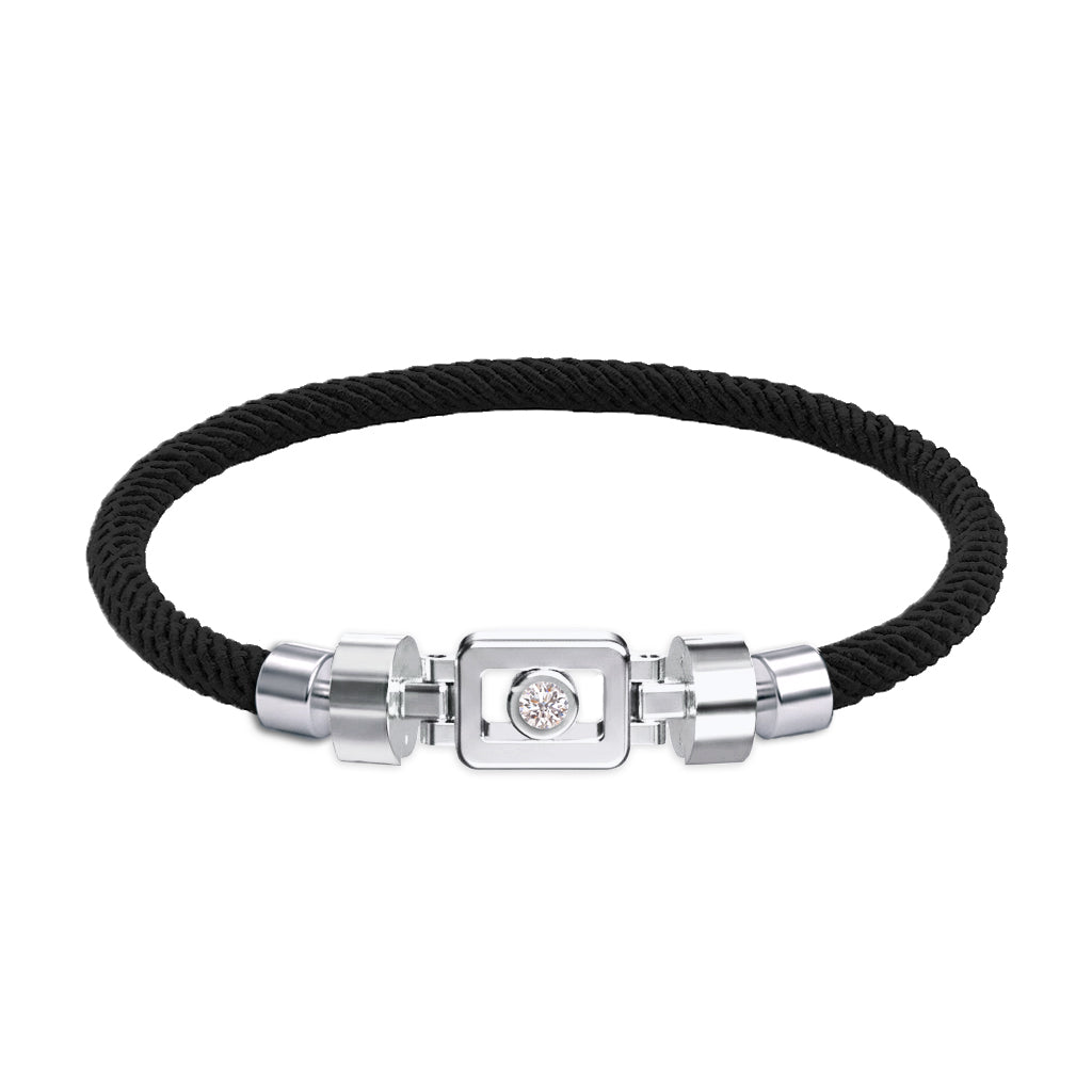 Diamond 925 Silver with Nylon XOXO Bracelet