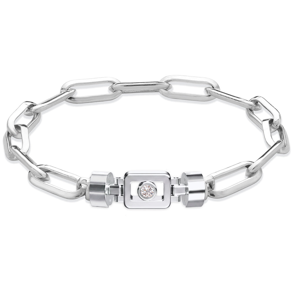Diamond 925 Silver with Silver Link XOXO Bracelet