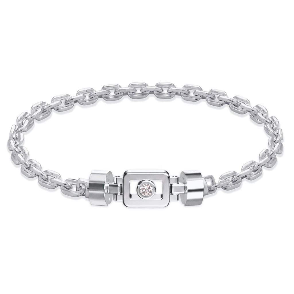Diamond 925 Silver with Silver Link XOXO Bracelet