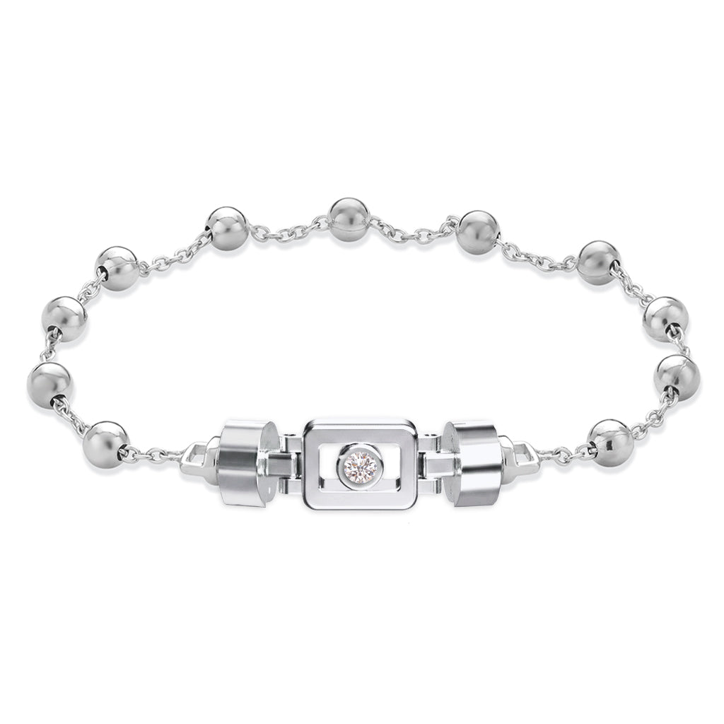 Diamond 925 Silver with Silver Link XOXO Bracelet