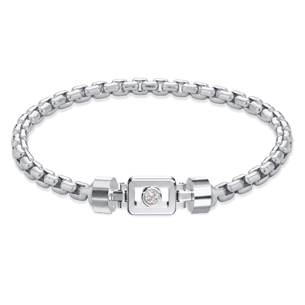 Diamond 925 Silver with Silver Link XOXO Bracelet