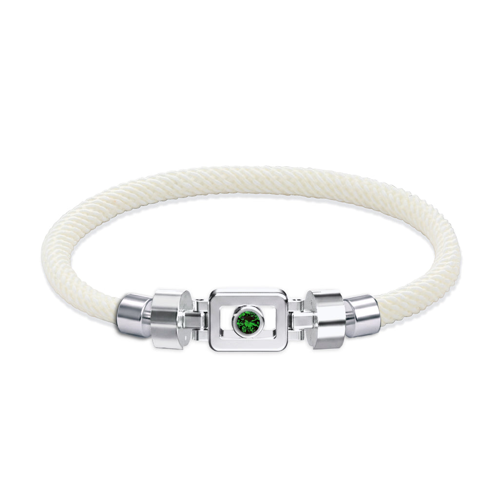 Tsavorite 925 Silver with Nylon XOXO Bracelet