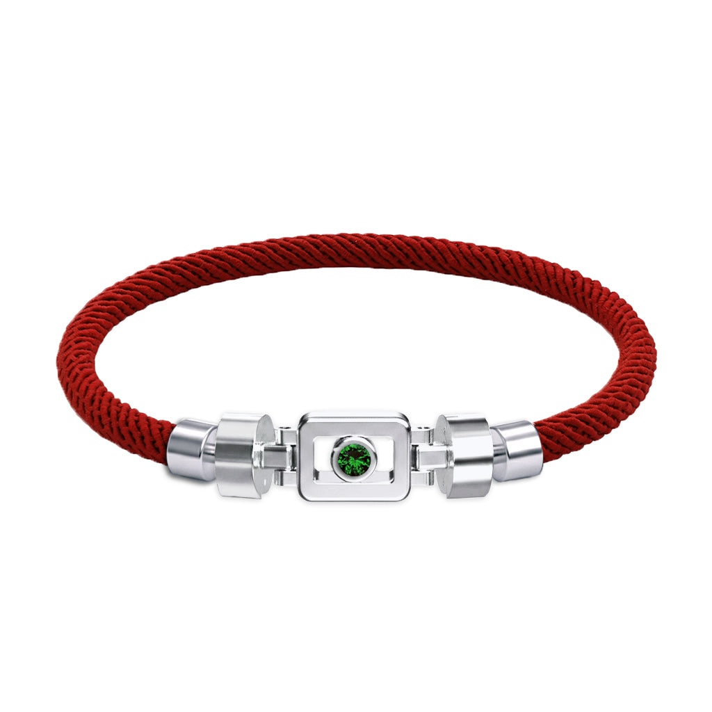 Tsavorite 925 Silver with Nylon XOXO Bracelet