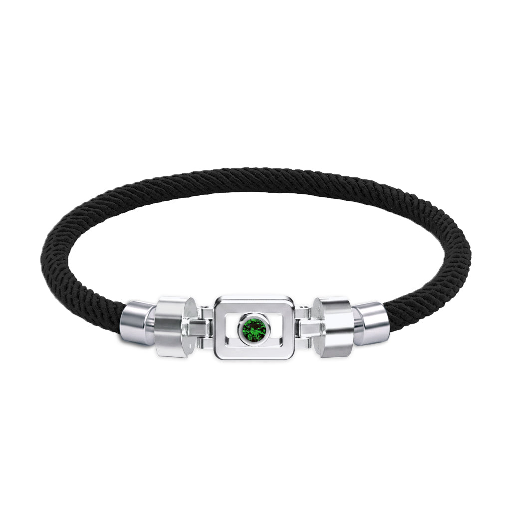 Tsavorite 925 Silver with Nylon XOXO Bracelet