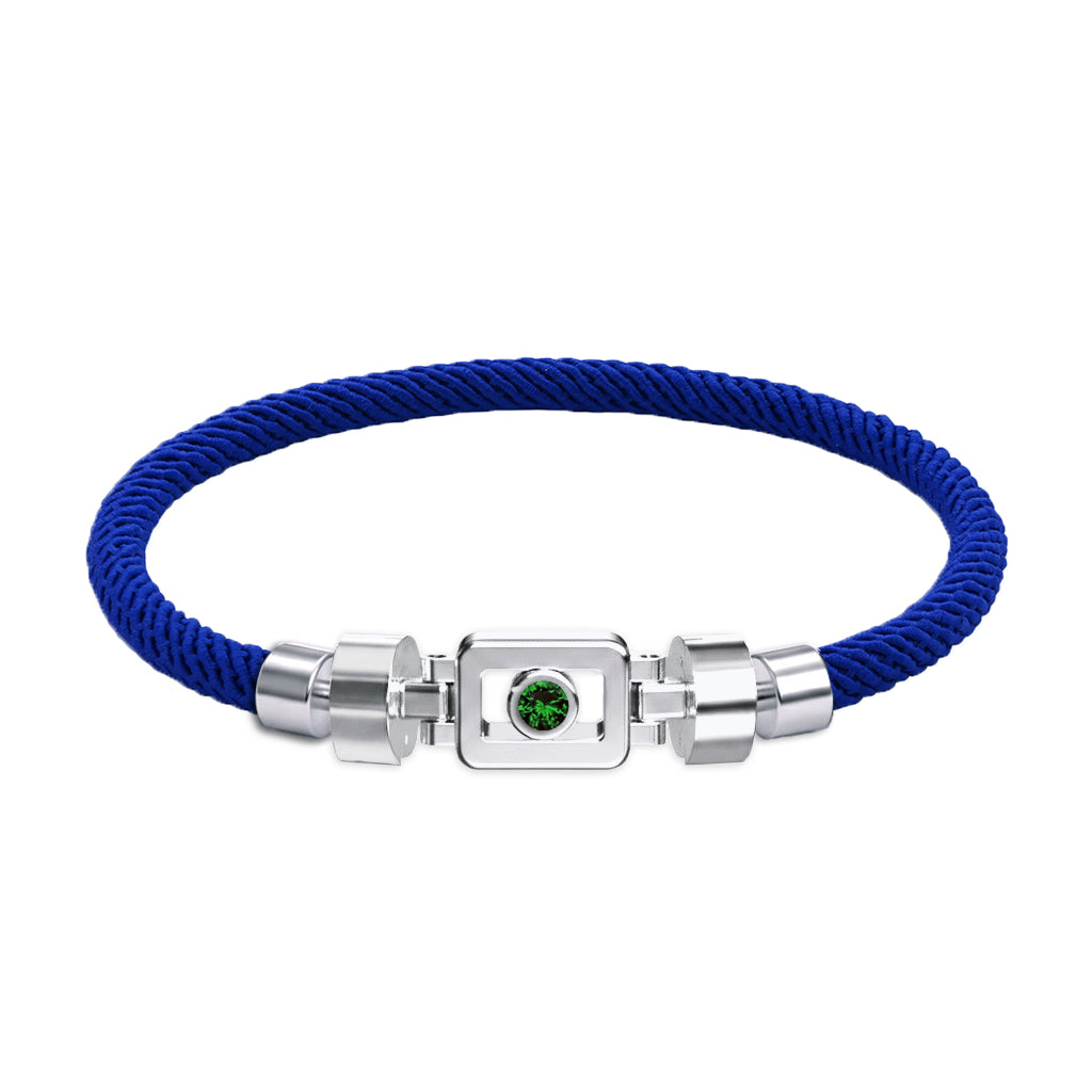 Tsavorite 925 Silver with Nylon XOXO Bracelet