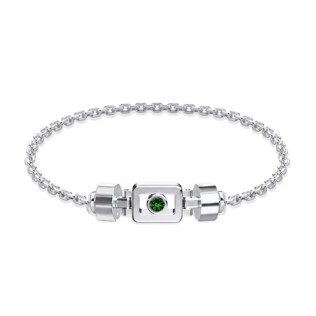 Tsavorite 925 Silver with Silver Link XOXO Bracelet