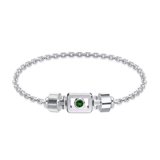 Tsavorite 925 Silver with Silver Link XOXO Bracelet