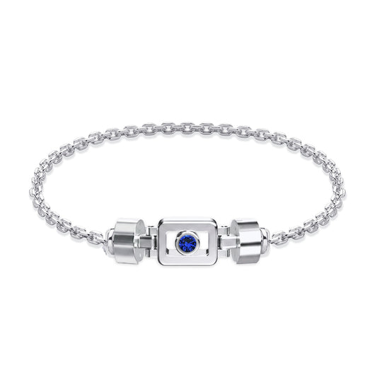 Blue Sapphire 925 Silver with Silver Link XOXO Bracelet
