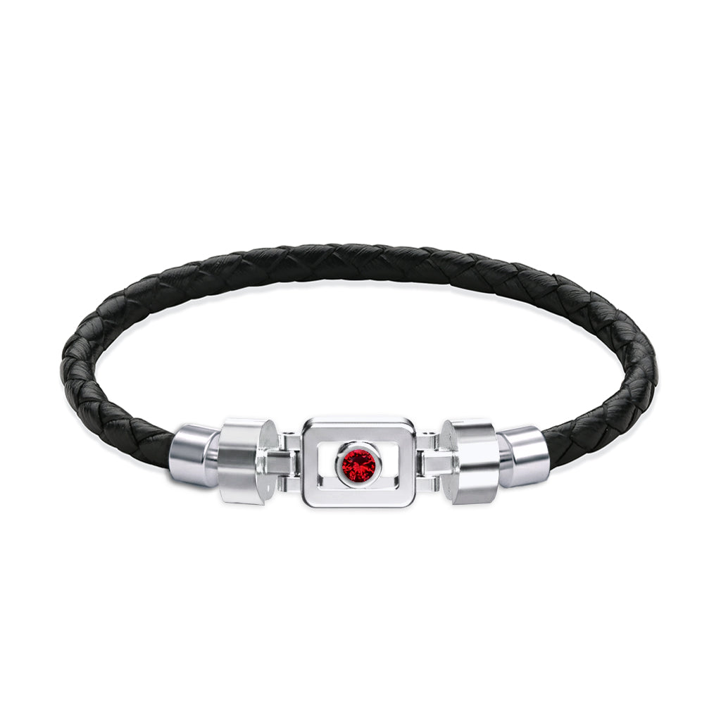 Ruby 925 Silver with Weaved Calf Leather XOXO Bracelet