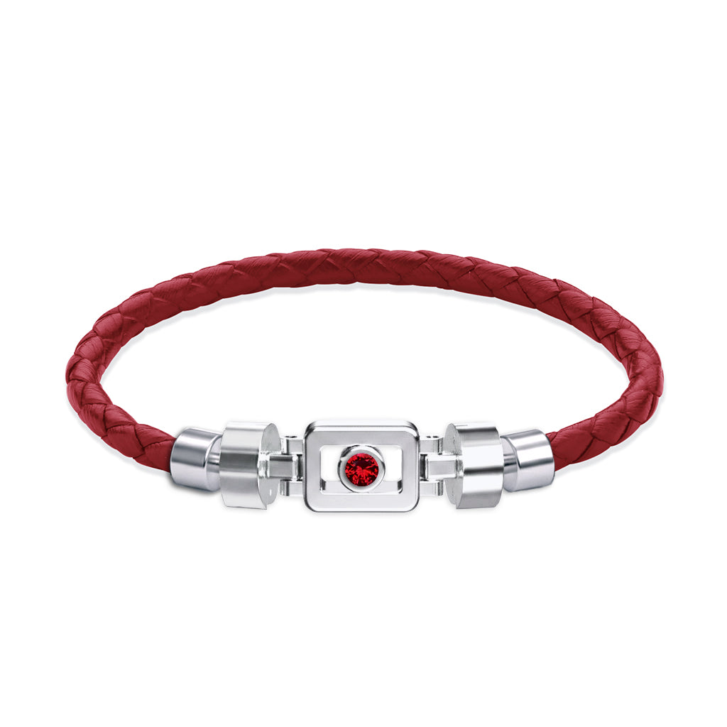 Ruby 925 Silver with Weaved Calf Leather XOXO Bracelet