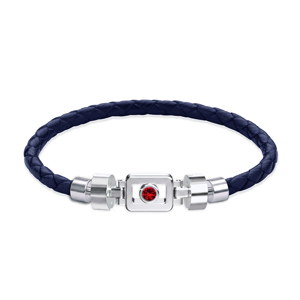 Ruby 925 Silver with Weaved Calf Leather XOXO Bracelet