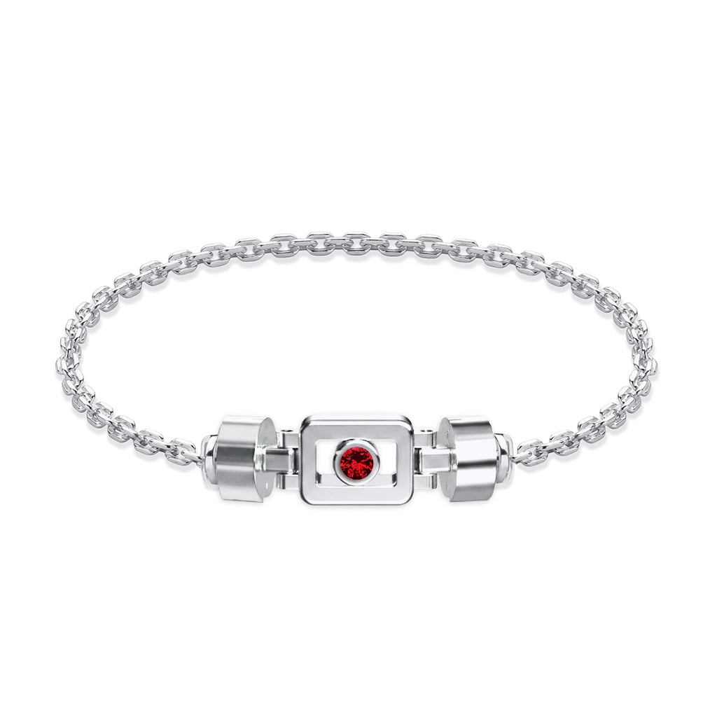 Ruby 925 Silver with Silver Link XOXO Bracelet