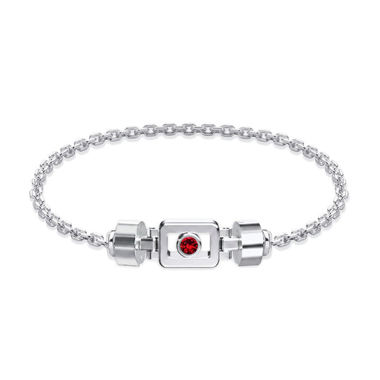 Ruby 925 Silver with Silver Link XOXO Bracelet