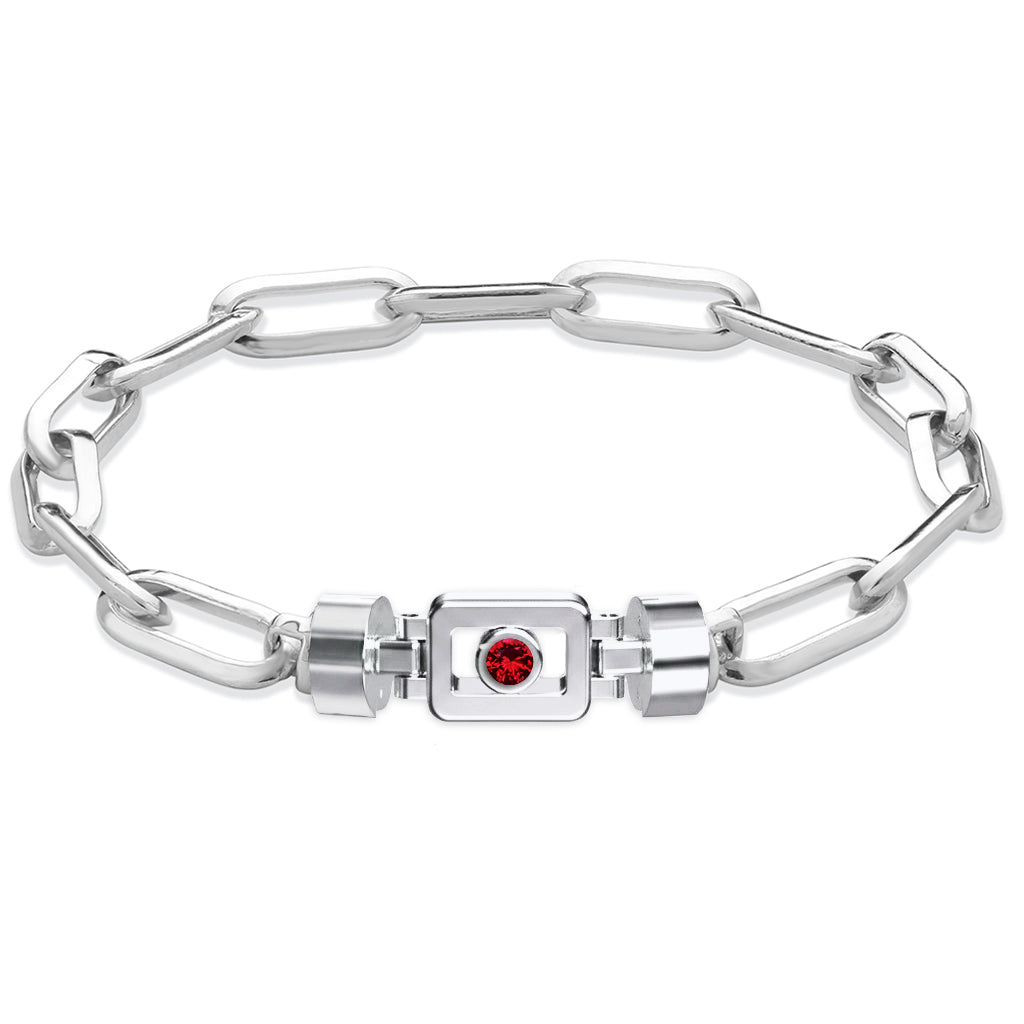 Ruby 925 Silver with Silver Link XOXO Bracelet