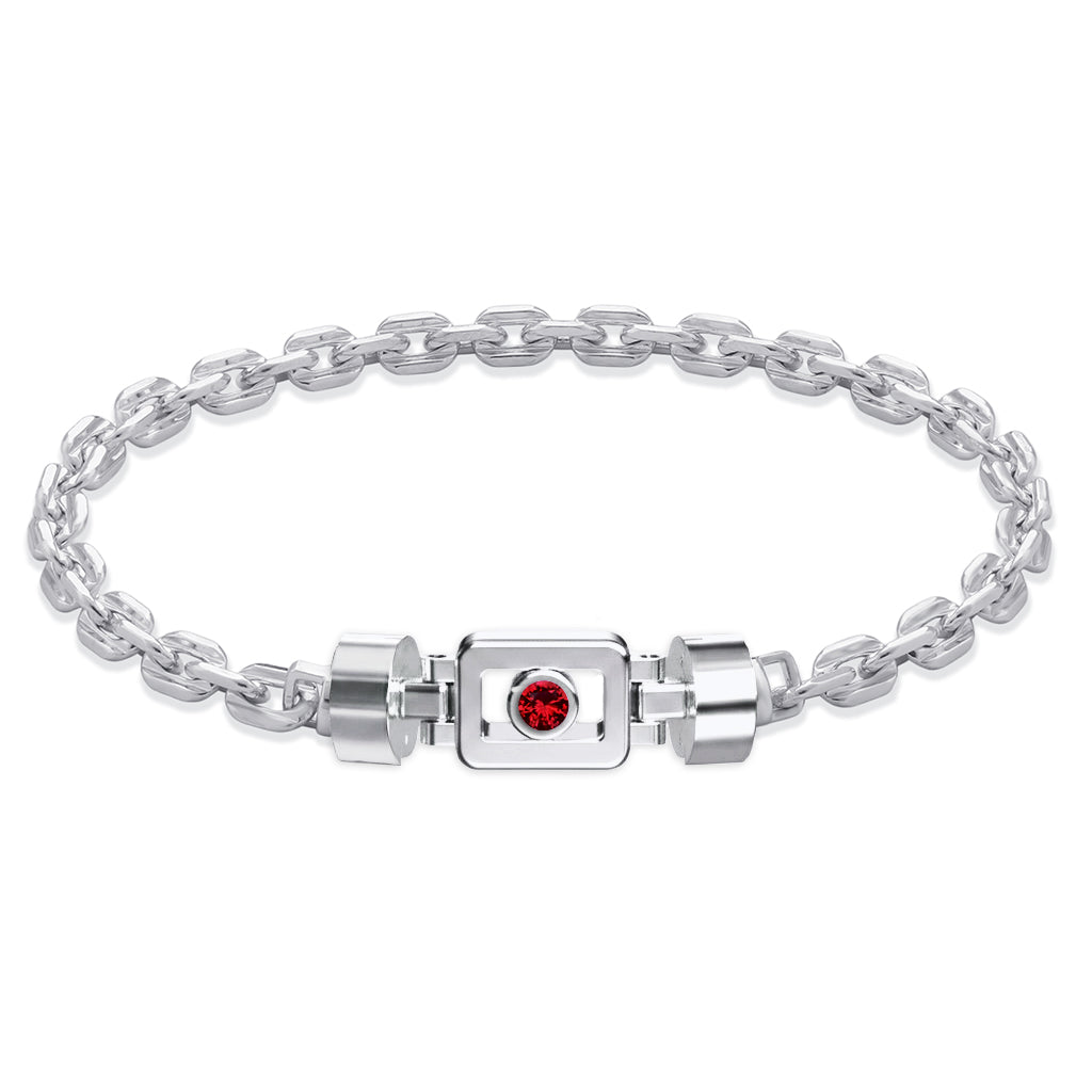 Ruby 925 Silver with Silver Link XOXO Bracelet