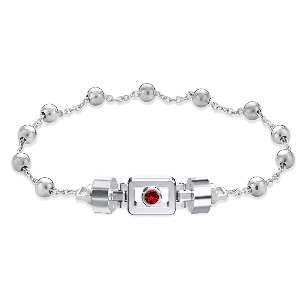 Ruby 925 Silver with Silver Link XOXO Bracelet