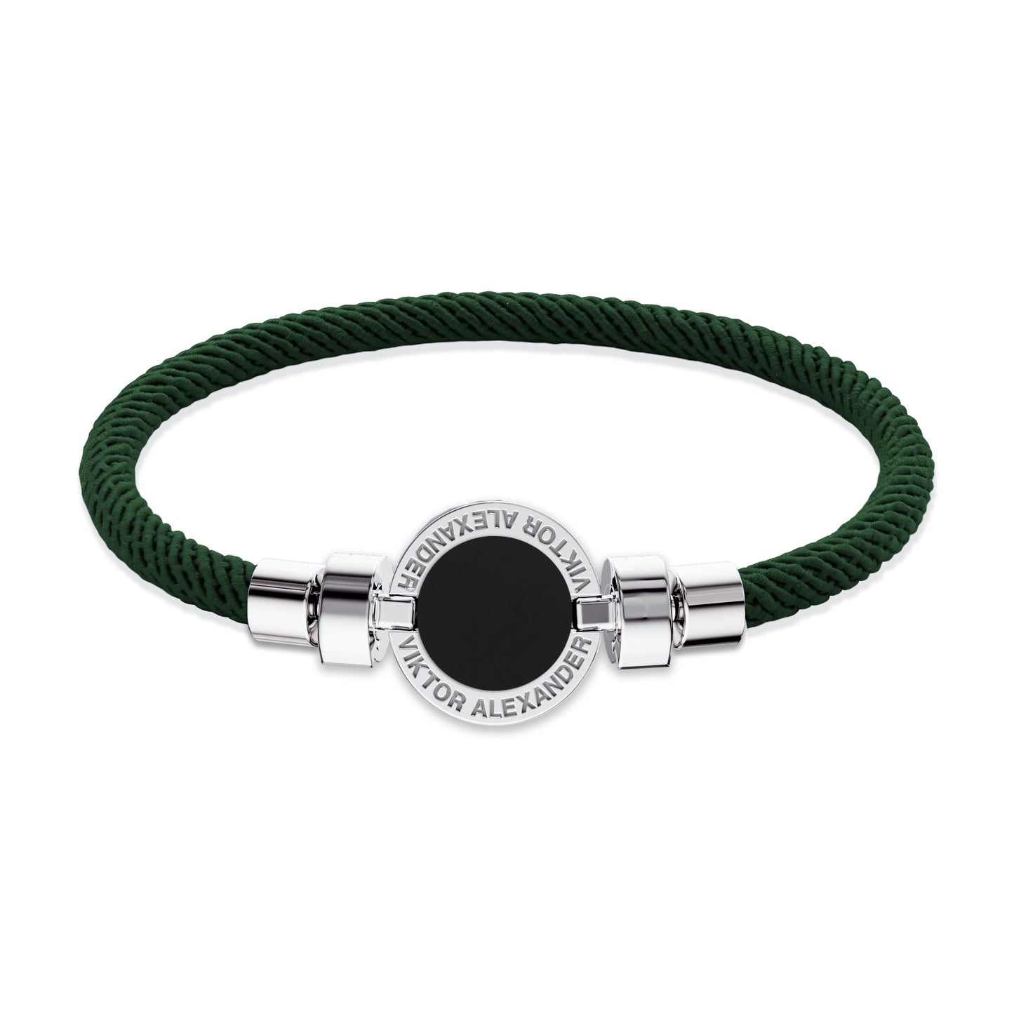 1889 Black Spinel 925 Silver Italian Nylon Bracelet