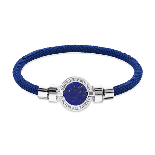 1889 Lapis Lazuli 925 Silver With Italian Nylon Bracelet