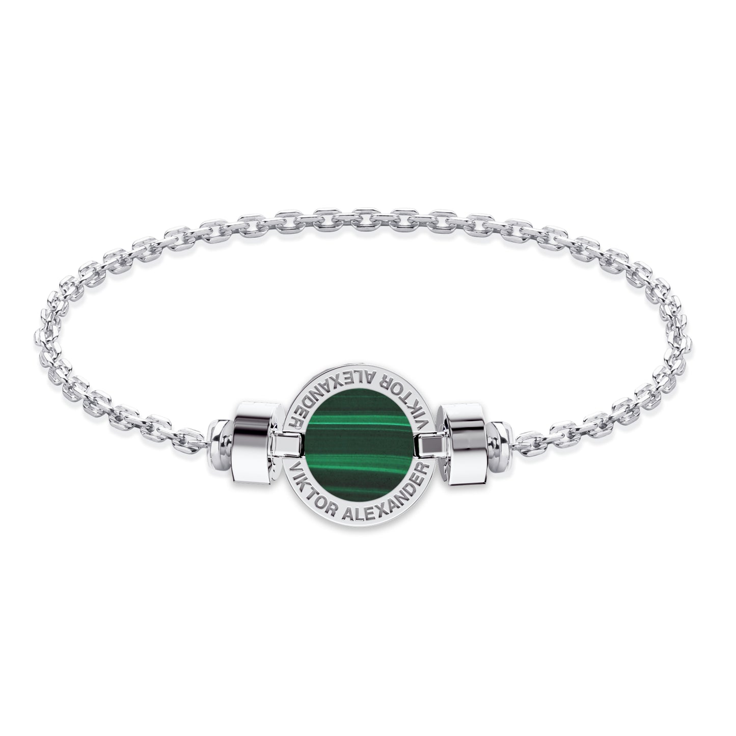 1889 Malachite 925 Silver Chain Link Bracelet