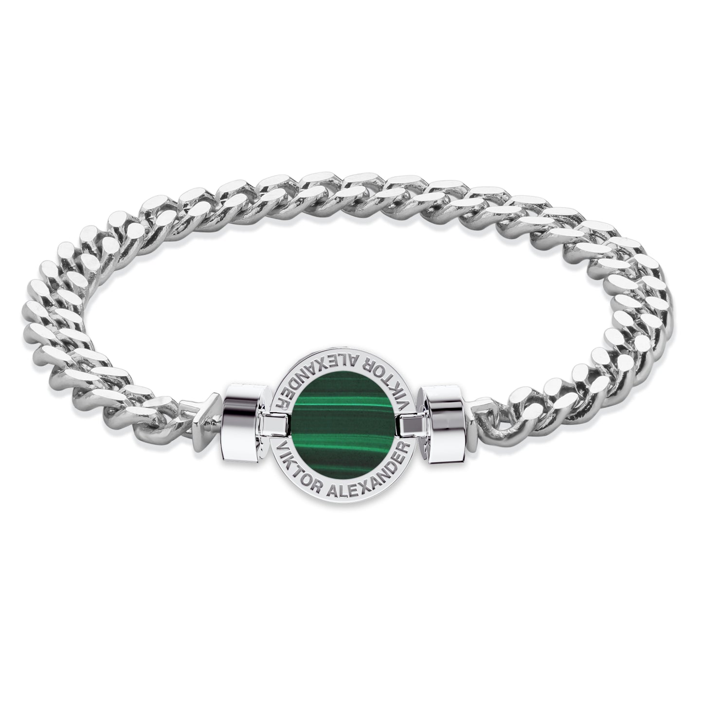 1889 Malachite 925 Silver Chain Link Bracelet