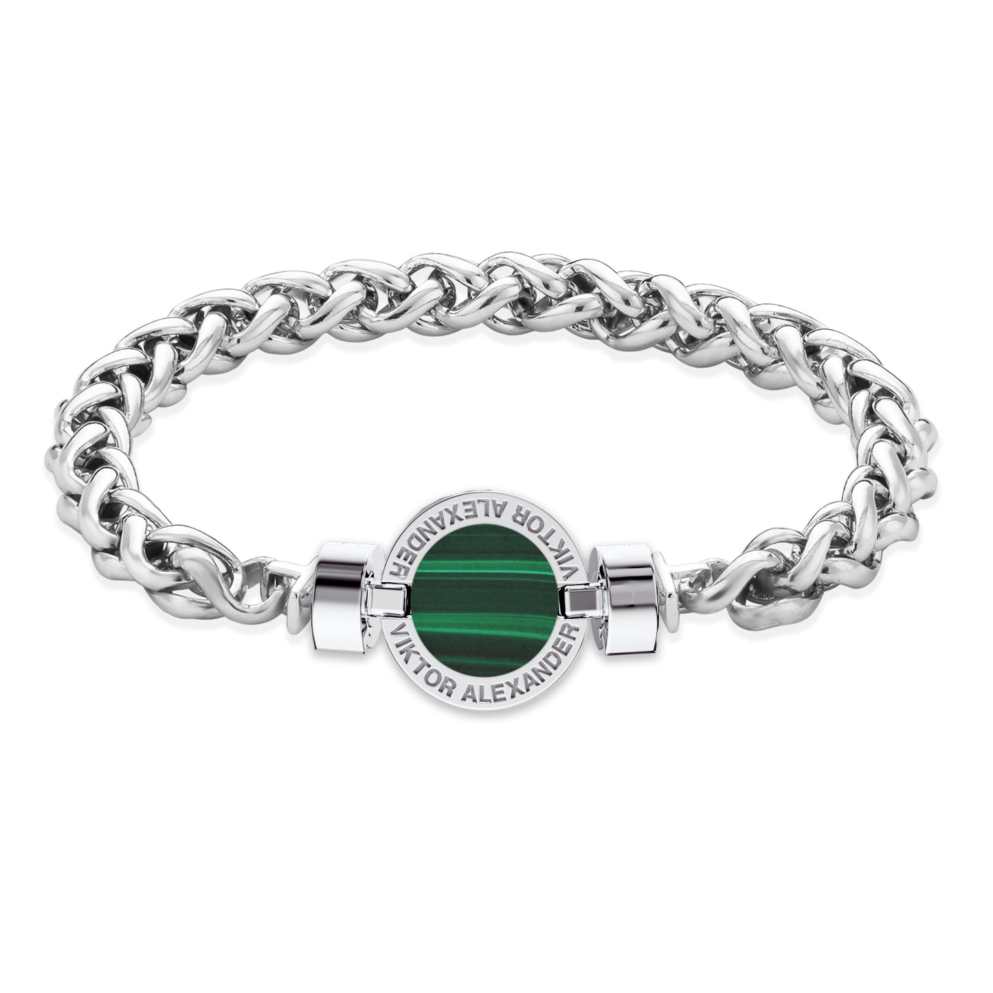 1889 Malachite 925 Silver Chain Link Bracelet