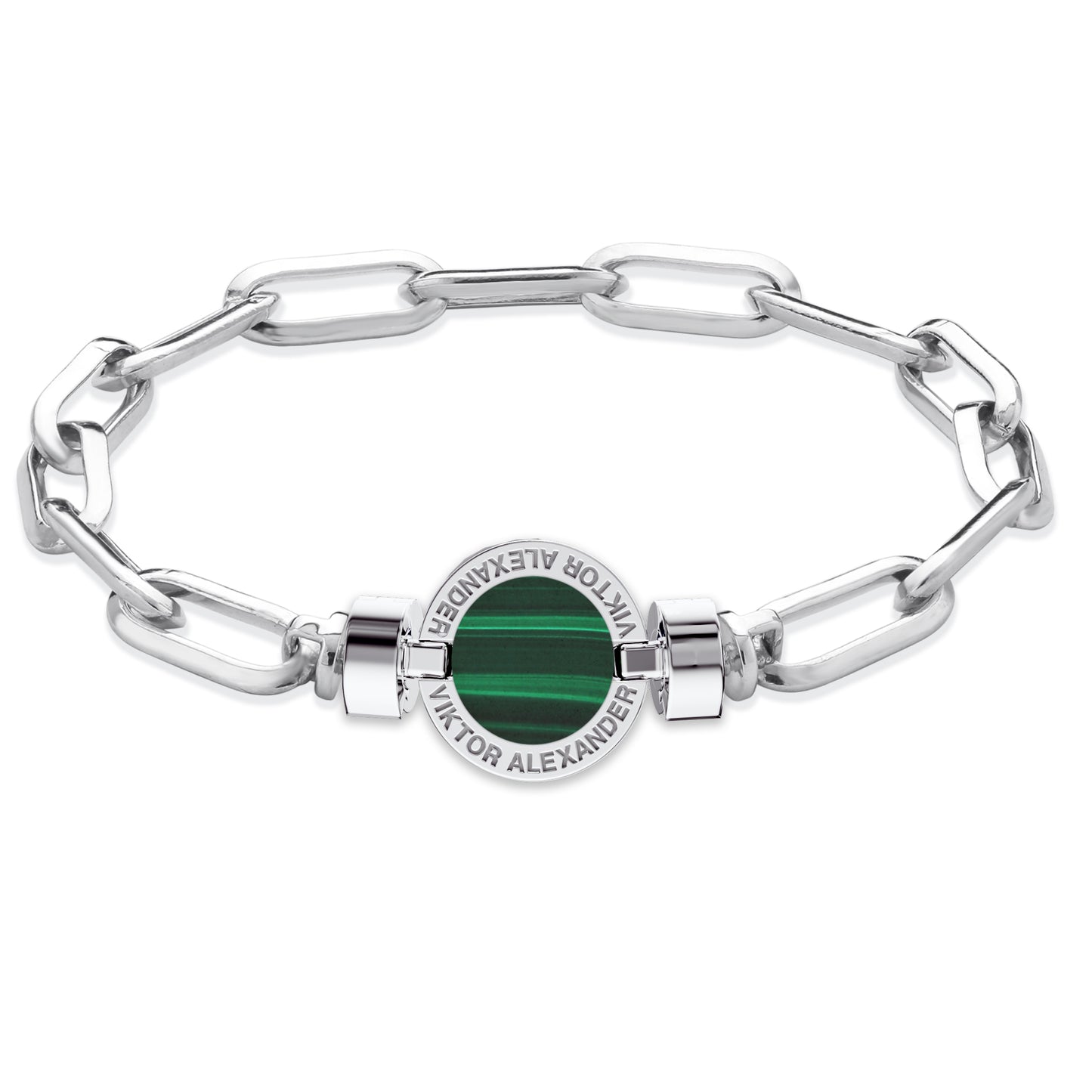 1889 Malachite 925 Silver Chain Link Bracelet