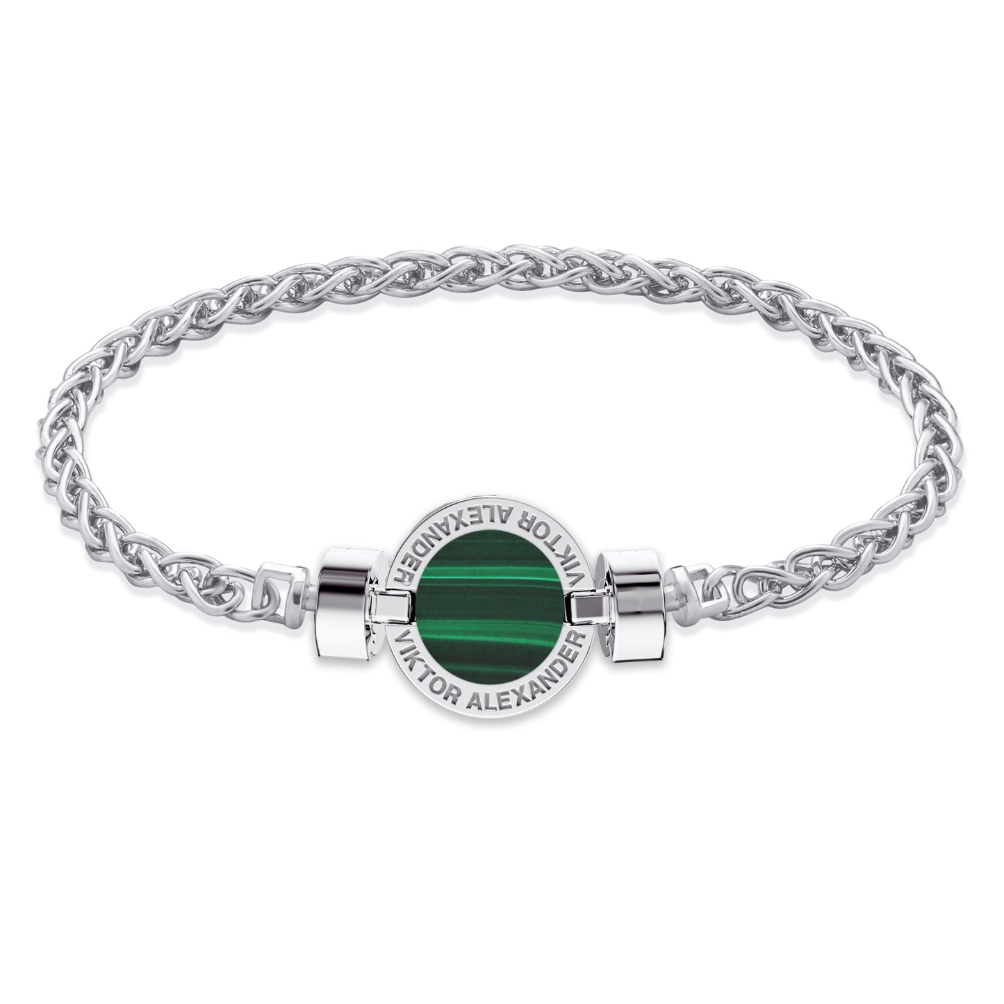 1889 Malachite 925 Silver Chain Link Bracelet