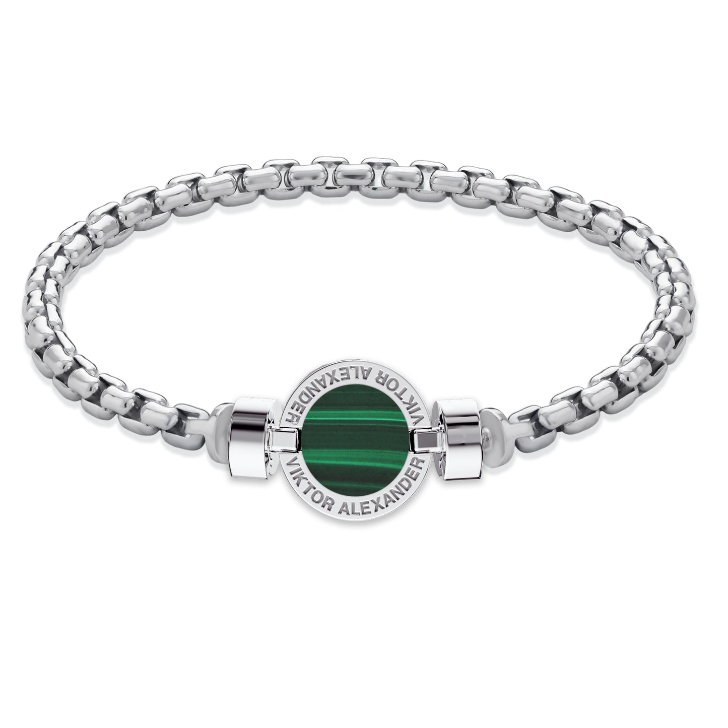 1889 Malachite 925 Silver Chain Link Bracelet