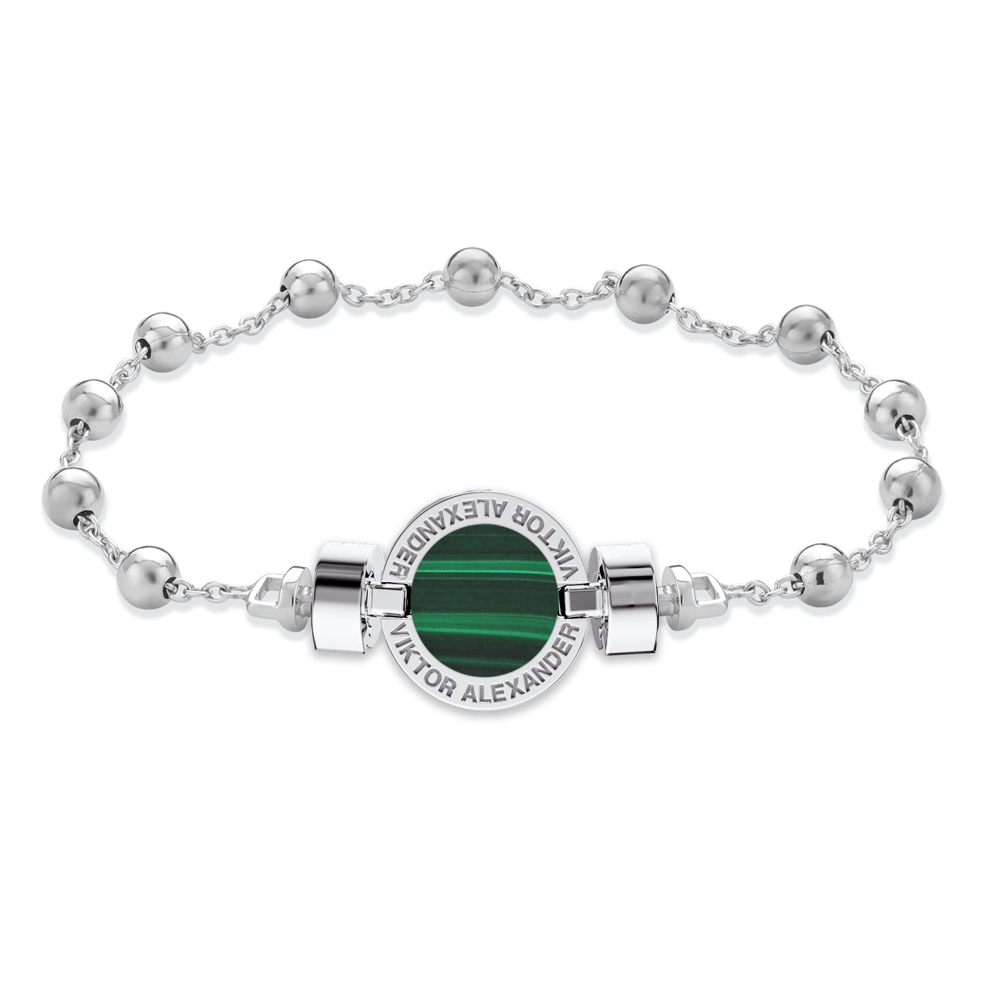 1889 Malachite 925 Silver Chain Link Bracelet