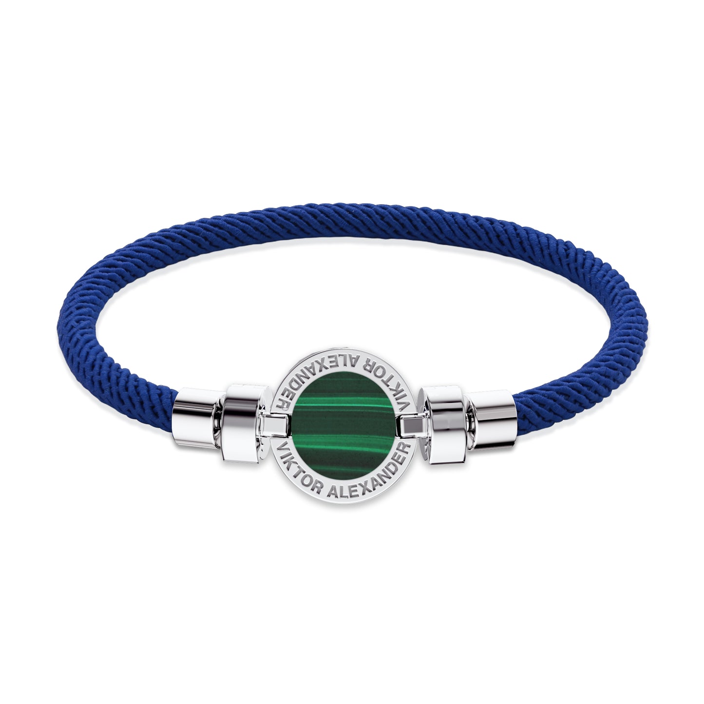 1889 Malachite 925 Silver Italian Nylon Bracelet