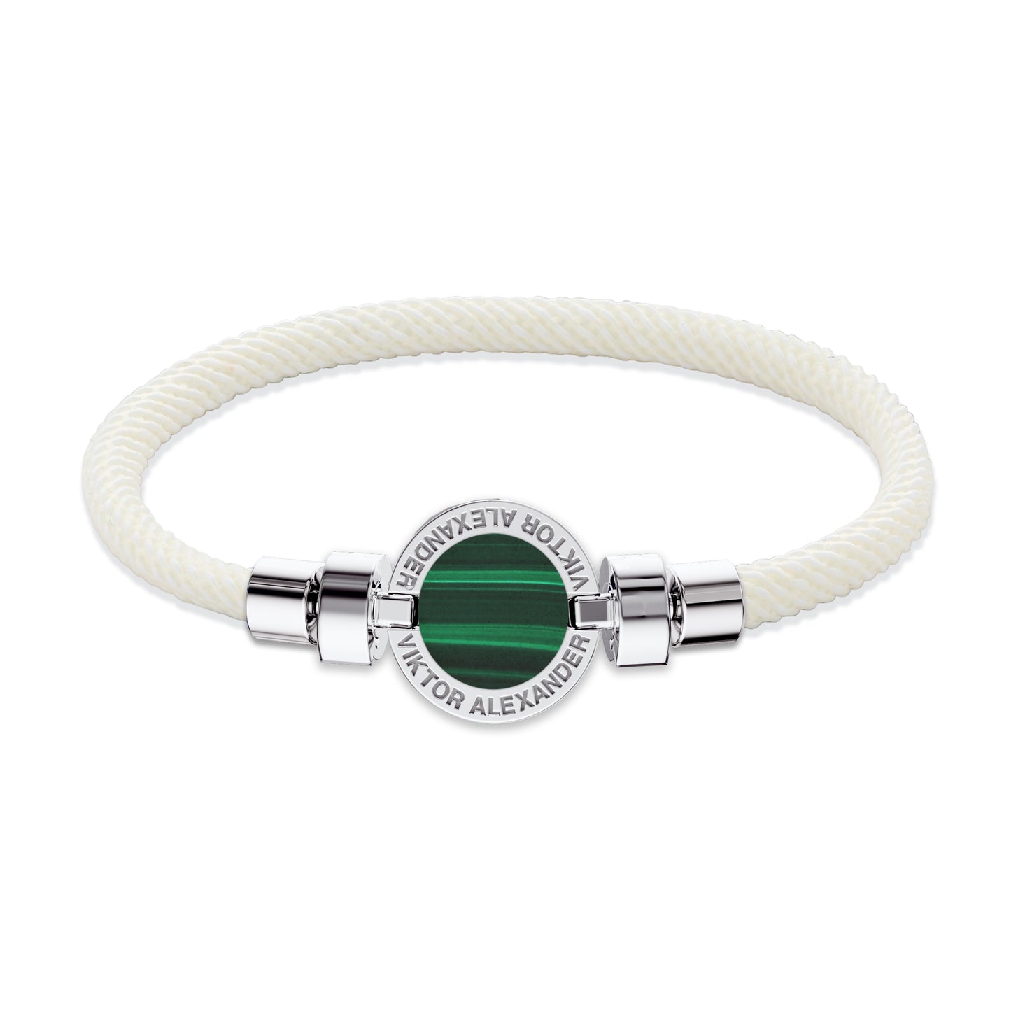 1889 Malachite 925 Silver Italian Nylon Bracelet