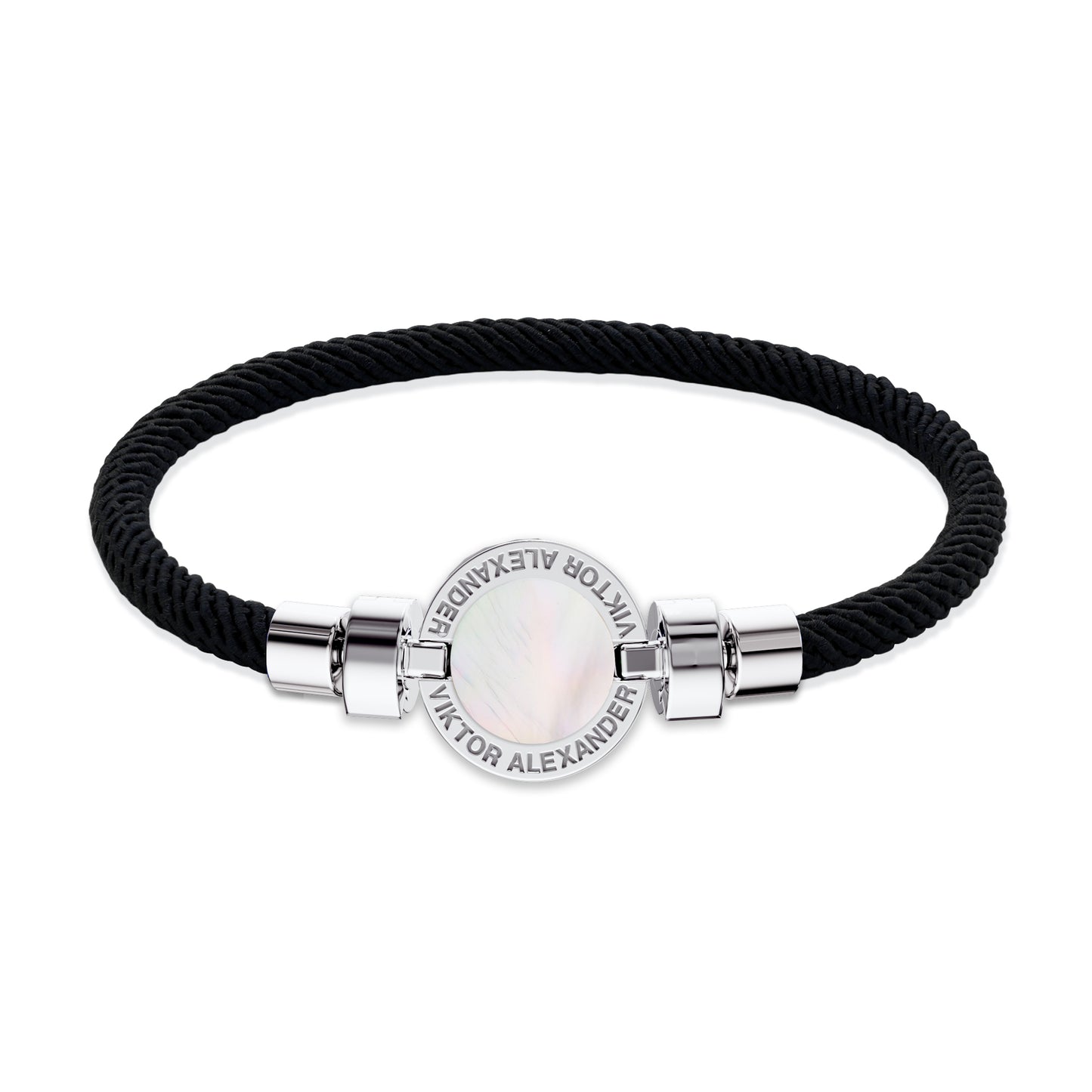 1889 Mother of Pearl 925 Silver Italian Nylon Bracelet