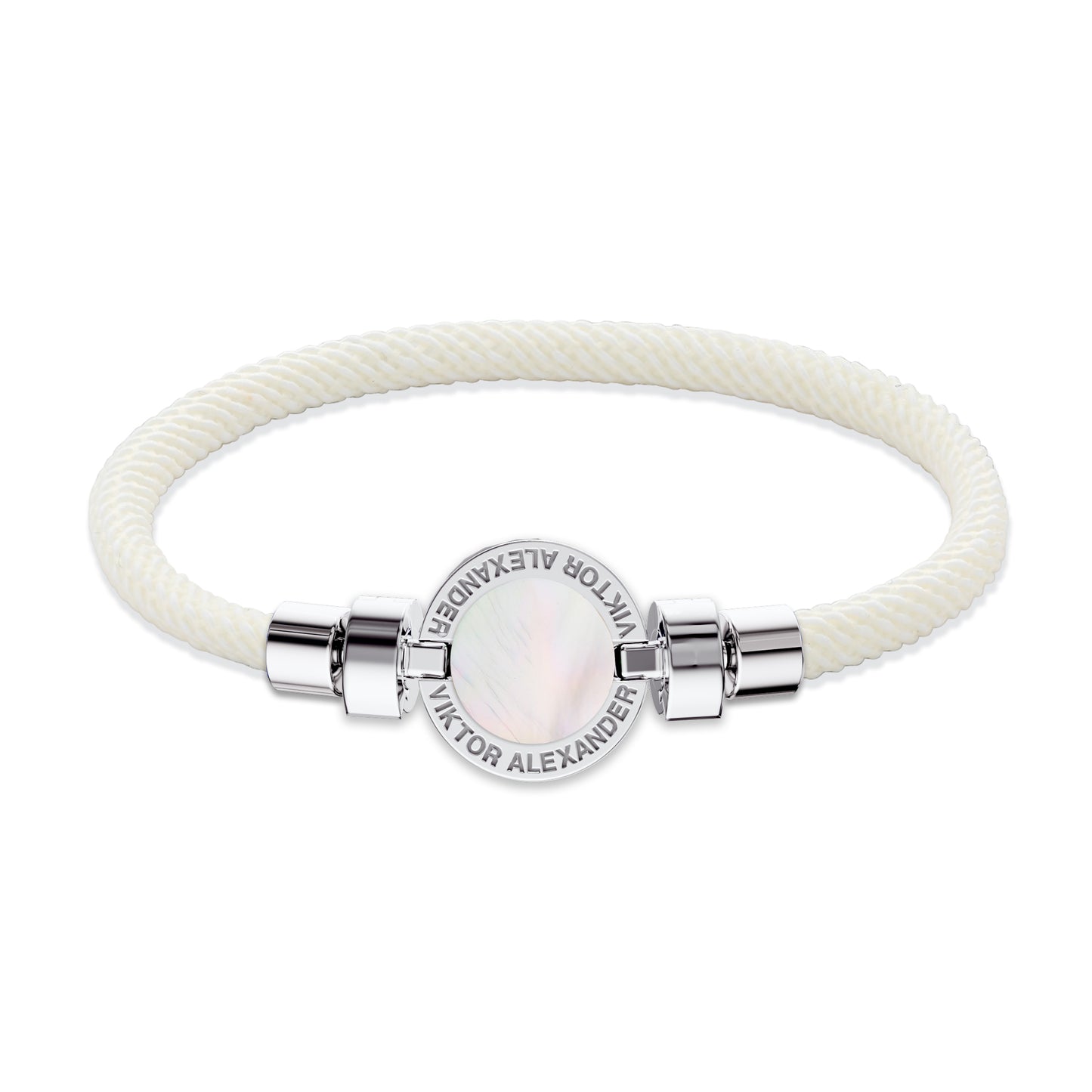 1889 Mother of Pearl 925 Silver Italian Nylon Bracelet