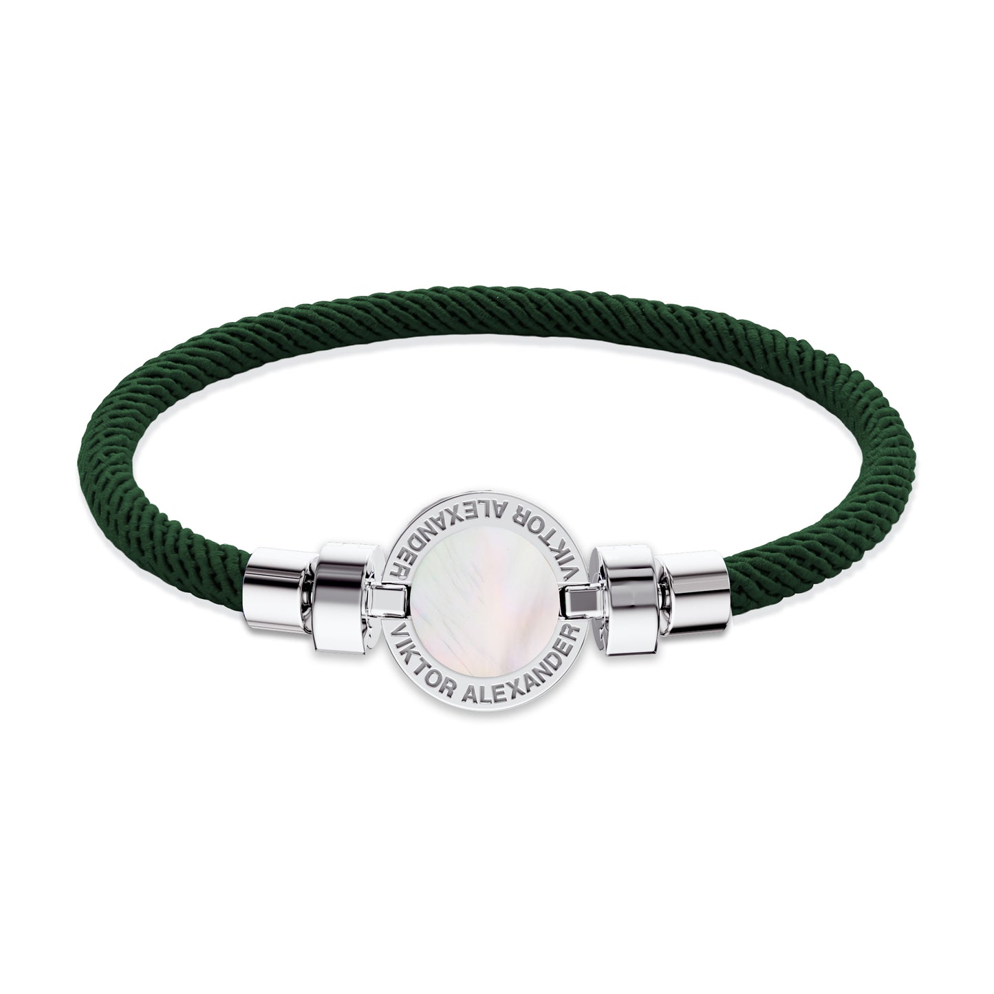 1889 Mother of Pearl 925 Silver Italian Nylon Bracelet