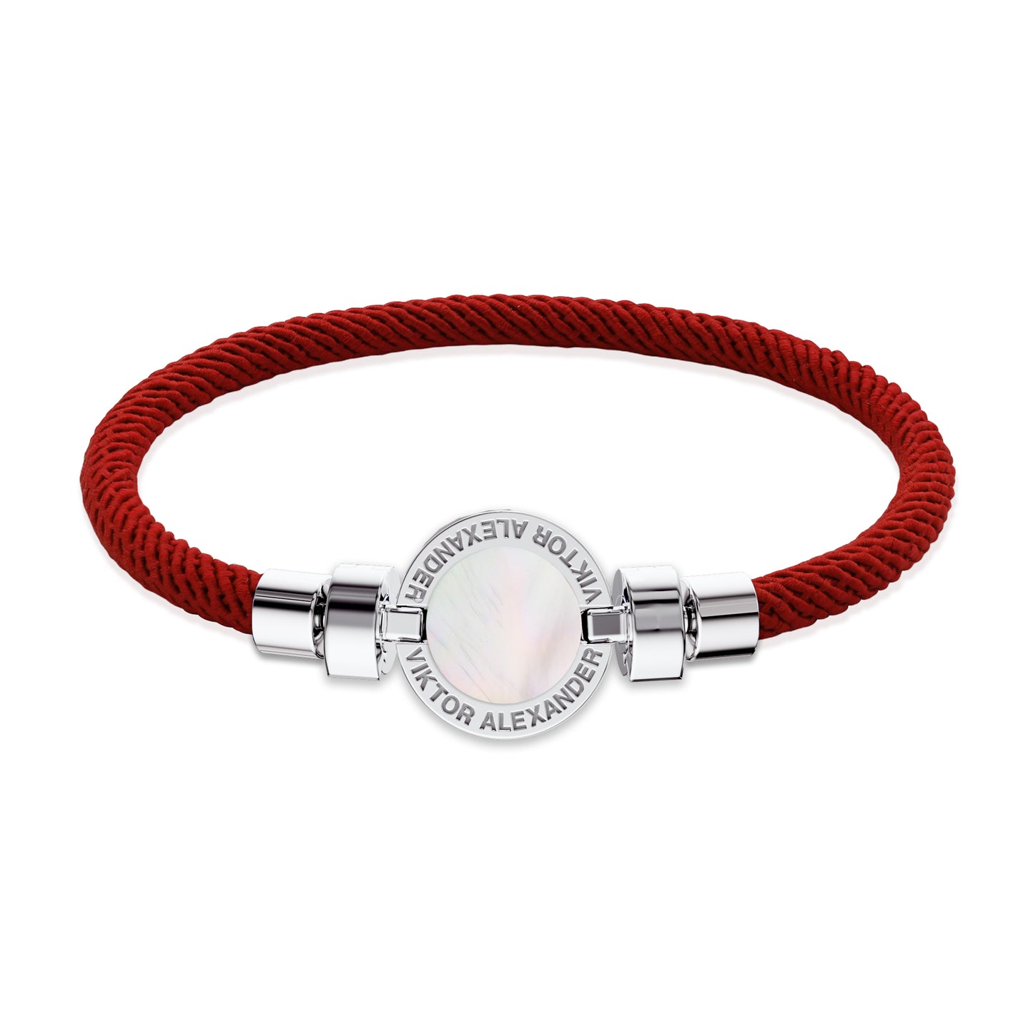 1889 Mother of Pearl 925 Silver Italian Nylon Bracelet